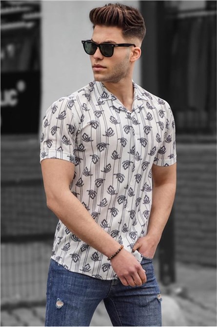 Camisa Masculina - Branca com Cinza #329232