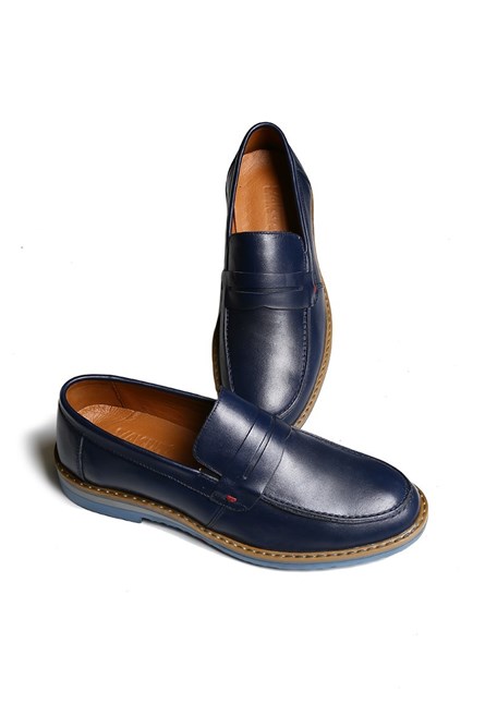 Sapatos masculinos de couro - Azul escuro 20210834564