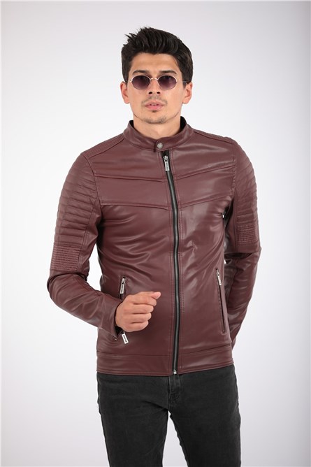 Jaqueta de couro masculina - Bordeaux 2021083173