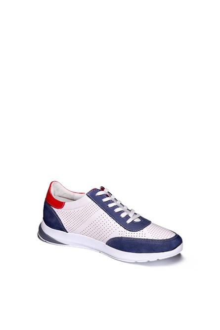 Sapatos masculinos de couro genuíno - Branco com Azul 20210835188
