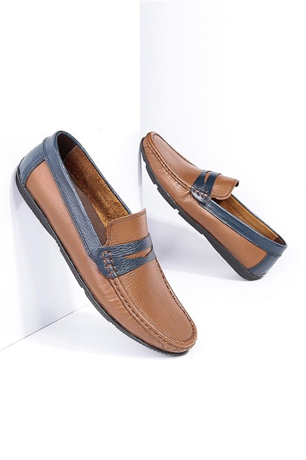 GPC Mocassins masculinos de couro legítimo GPC - marrom, azul #795965692