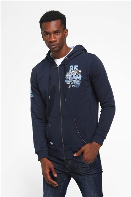 Moletom com capuz masculino com zíper 64505 - Azul escuro 987817 #266796