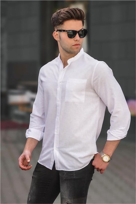 Camisa Masculina de Linho 5548 - Branca #330488