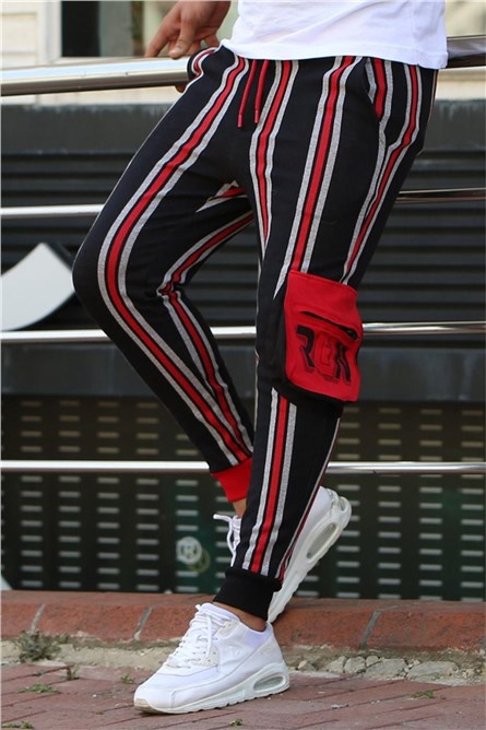 Calça Esportiva Masculina 4087 - Preta com Vermelho 286080