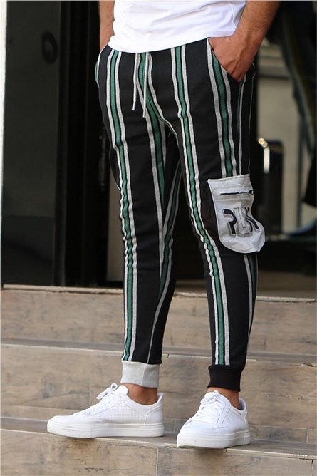 Calça Esportiva Masculina 4087 - Preta com Verde 286082