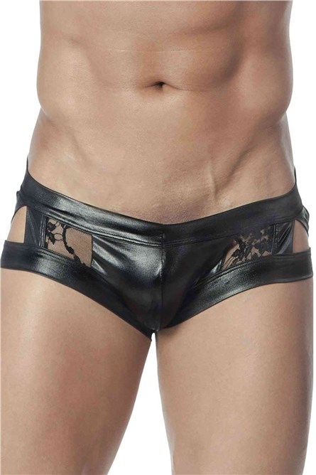 Boxer Masculino de Couro - Preto #312280