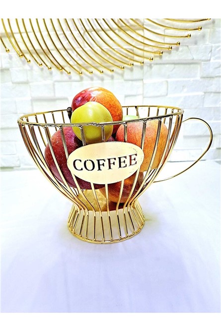 Fruit bowl in the shape of a coffee cup - Gold 365766