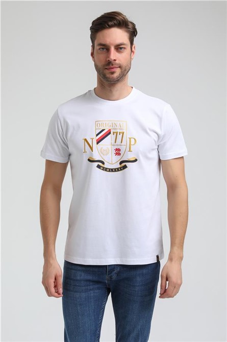 Camiseta Masculina Slim Fit 23SSM20313 - Branca #371427