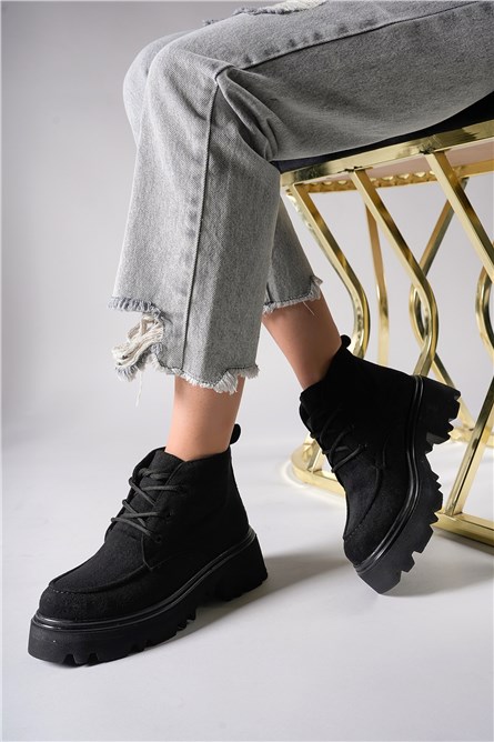 Sapatos femininos de camurça 0012818 - pretos #404334