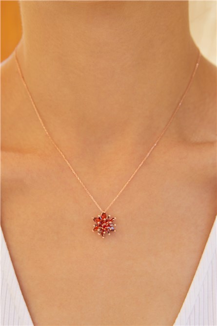 Colar com pingente banhado a prata rosa - rosa #398458