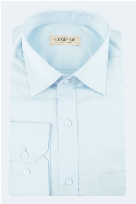 Camisa Masculina de Cetim de Algodão - Azul Claro #269195