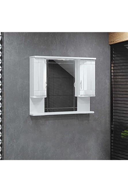 Armário com espelho Denko Deniz 100 cm - Branco #338529