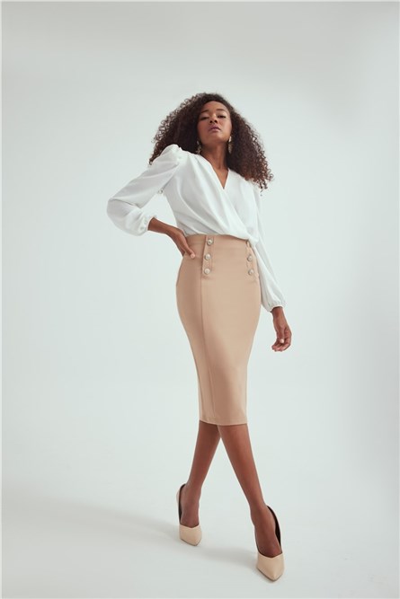 Saia Justa Feminina - Bege #309377