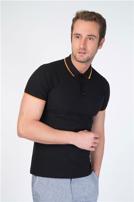 Ανδρικό μπλουζάκι με κολάρο πόλο - Μαύρο #269395