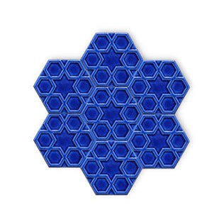 Q Dekor šesterokutna ručno rađena glazirana keramika 15x17 cm - kobalt #350926