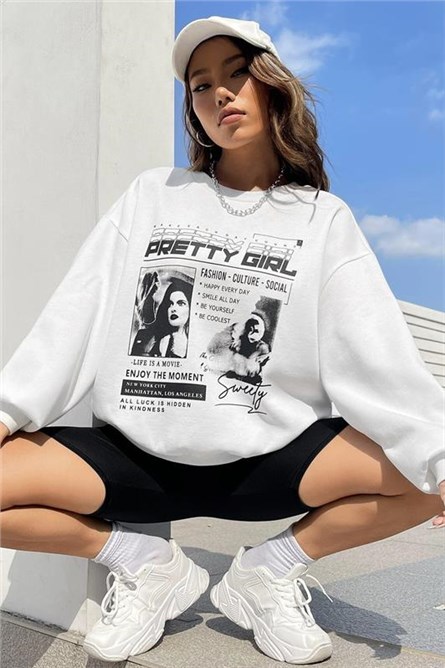 Moletom grande feminino MG1923 - Branco #403674