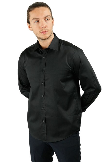 Camisa Masculina de Manga Longa - Preta #272093