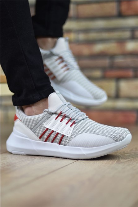 Calçados Esportivos Masculinos - Cinza com Vermelho #324988