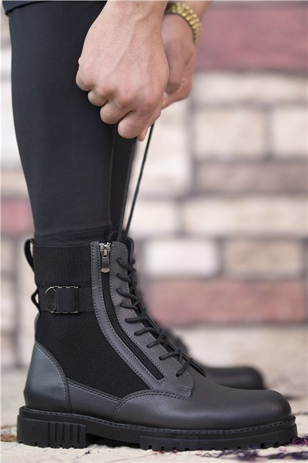 Botas masculinas com zíper 0012134 - Cinza Fumaça #359284