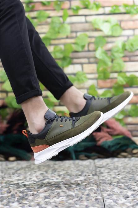 Calçados Esportivos Masculinos 0012420 - Cáqui com Laranja #325730