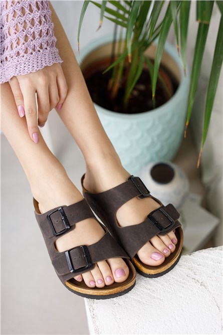 Chinelos Unisex de Camurça 001204 - Marrom Escuro #325853