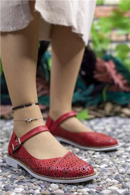 Sapatos casuais femininos 0012505 - Vermelho #325542