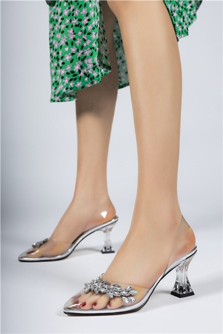 Sapatos femininos de salto alto 0012956 - Prata #326306