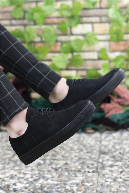 Sapatos masculinos de camurça 0012365 - Preto #325711