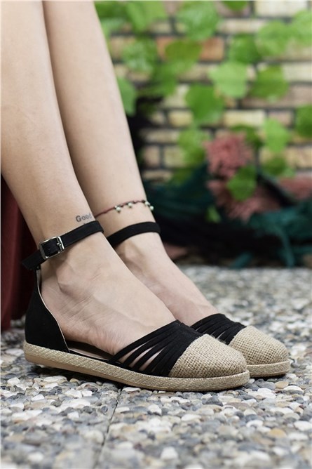 Sapatos casuais de camurça feminino 0012YS06 - preto #325665