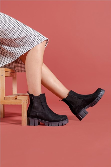 Botas femininas de camurça 0012203 - pretas #326216