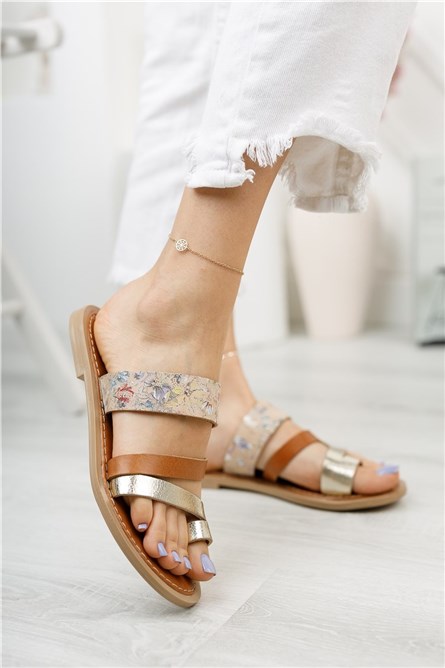 Chinelos femininos de couro genuíno 0012081 - Taba #325867