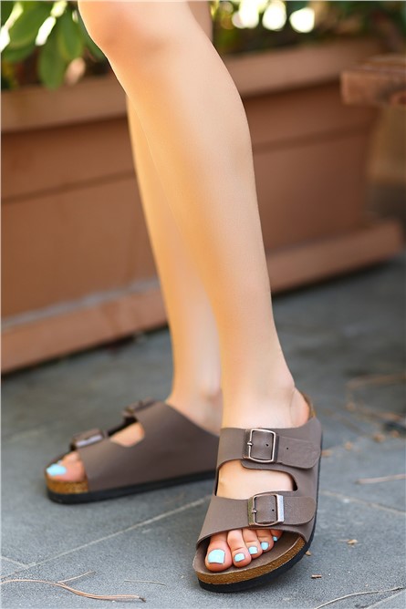 Chinelos Casuais Femininos Nubuck - Marrom #383657