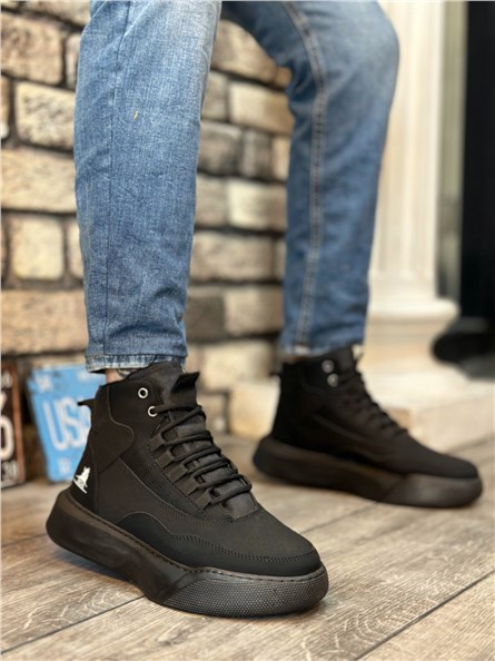 Botas atléticas masculinas com cordões BA0318 - pretas #406426