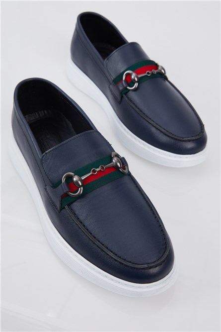 Mocassini da uomo in vera pelle - Blu scuro #401231