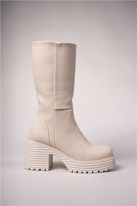Botas femininas com plataforma 0012270 - Bege #404357