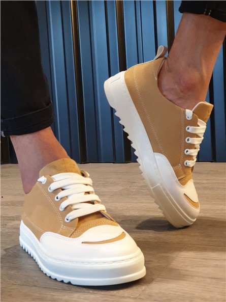 Sapatos Masculinos de Cadarço SLW-021 - Bege Escuro #371346