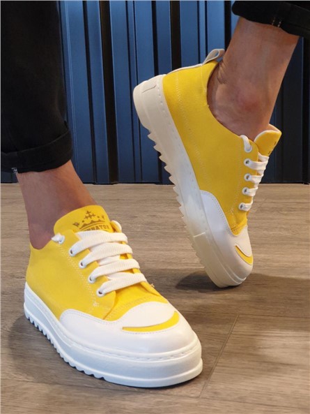 Sapatos Masculinos de Cadarço SLW-021 - Amarelo #371348 