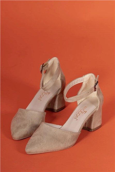 Sapatos femininos de camurça 0012380 - bege #325965