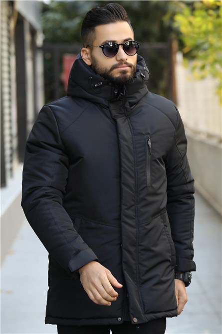 Giacca Parka impermeabile con cappuccio da uomo DPA-170 - Nera #408262
