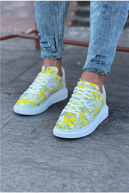 Sapatos Casuais Masculinos com Cadarços WG501 - Amarelo #405353