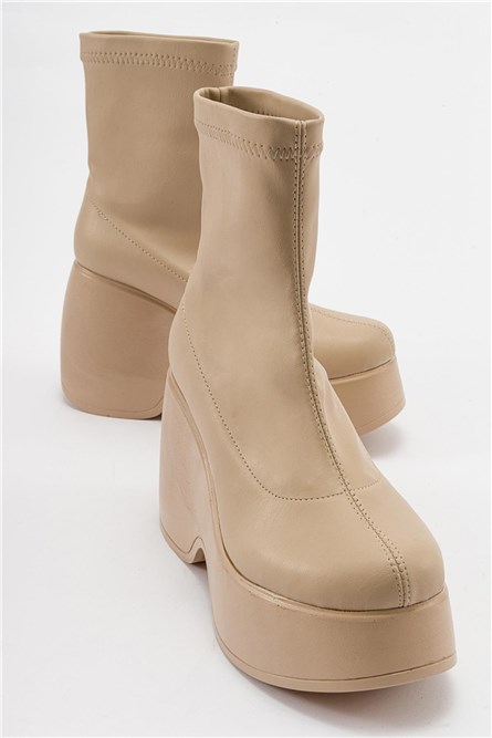 Botas femininas com plataforma - Bege #410895
