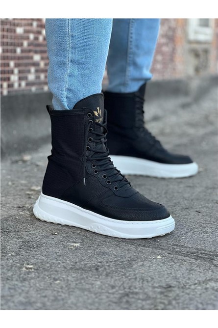 Botas masculinas com atacadores WG012 - Pretas #364976