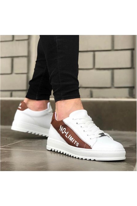 Calçados Casuais Masculinos WG027 - Branco com Marrom #317118