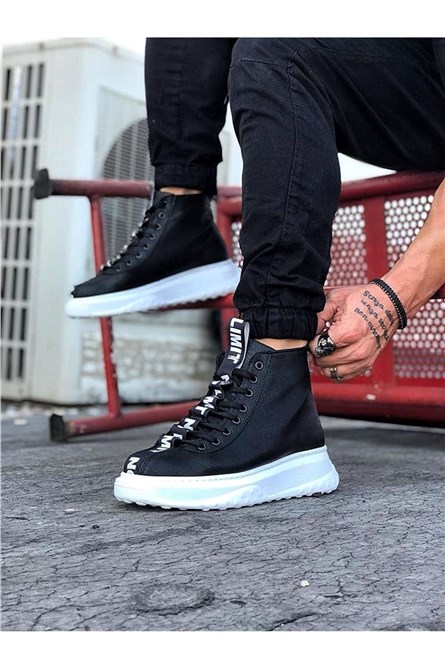 Botas casuais masculinas com cordões WG03 - pretas #362653