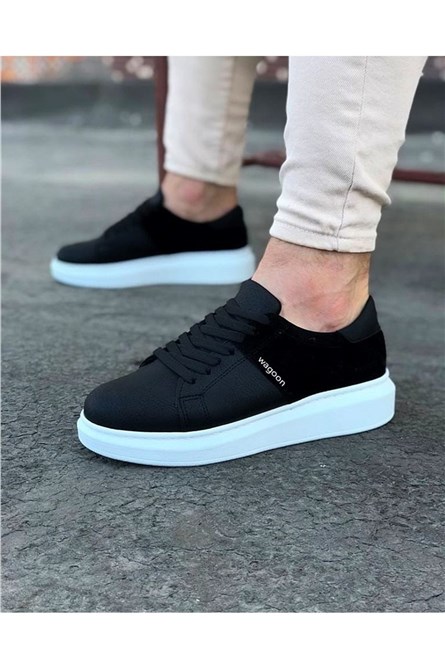 Sapatos casuais de camurça masculino WG151 - preto #316996