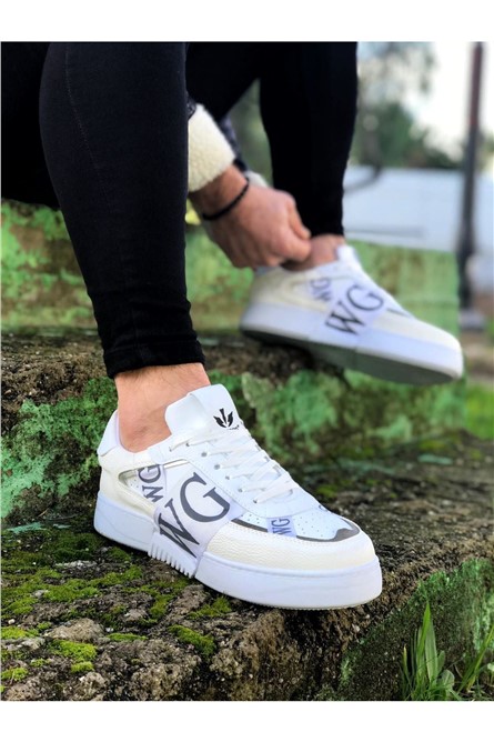 Calçados Casuais Masculinos WG202 - Branco com Cinza #364981