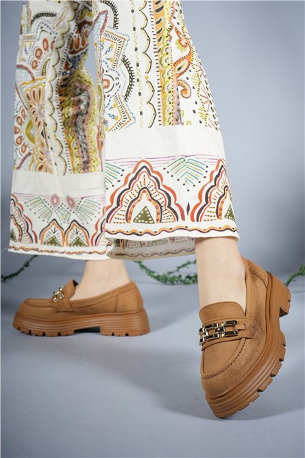 Mocassins de camurça femininos 0012970 - Taba #402462