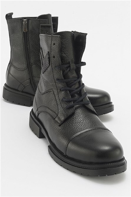Botas Masculinas de Couro Genuíno - Pretas #411567