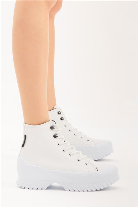 Calçados esportivos femininos com sola alta - Branco #400018