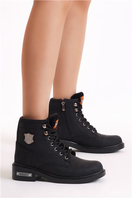 Botas Unissex com Cadarços - Pretas #401105